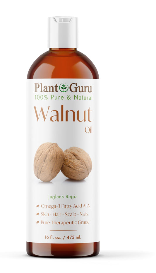Plant Guru Walnut Oil 16 fl. oz. - Cold Pressed 100% Pure Natural - Skin, Body, Face, and Hair Growth Moisturizer. Great For Creams, Lotions, Lip balm Beauty & Personal Care Plant Guru