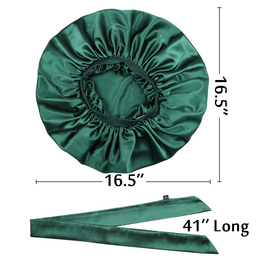 Alnorm Double Layered Satin Bonnet Oversized Sleep Cap for Hair Loss Women Green Beauty and Personal Care Alnorm