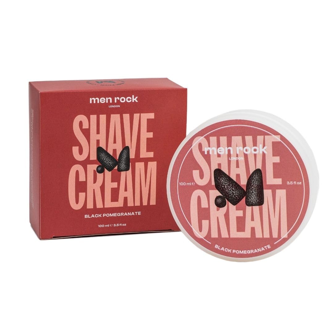 Men Rock Shave Cream - Black Pomegranate - Mens Shaving Cream - Moisturizing Shaving Foam for Men - Non-Drying Formula - Cruelty-Free - 3.5 oz Beauty and Personal Care Men Rock