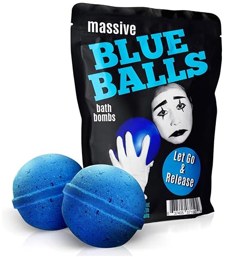 Massive Blue Balls Bath Bombs - Sad Mime Design - Funny Bath Bombs for Men - XL Bath Fizzers, Giant Blue Bath Bombs, Handcrafted in The USA, 2 Count Beauty & Personal Care Gears Out