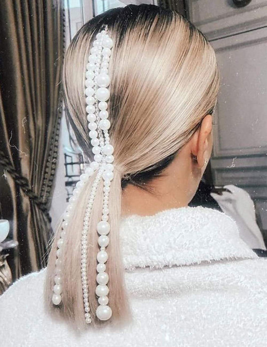 wekicici Hair Extension Chain Pearl Tassel Hair Chain with Clips Party Gatsby Fashion Wedding Hair Accessories for Women and Girls Beauty & Personal Care wekicici