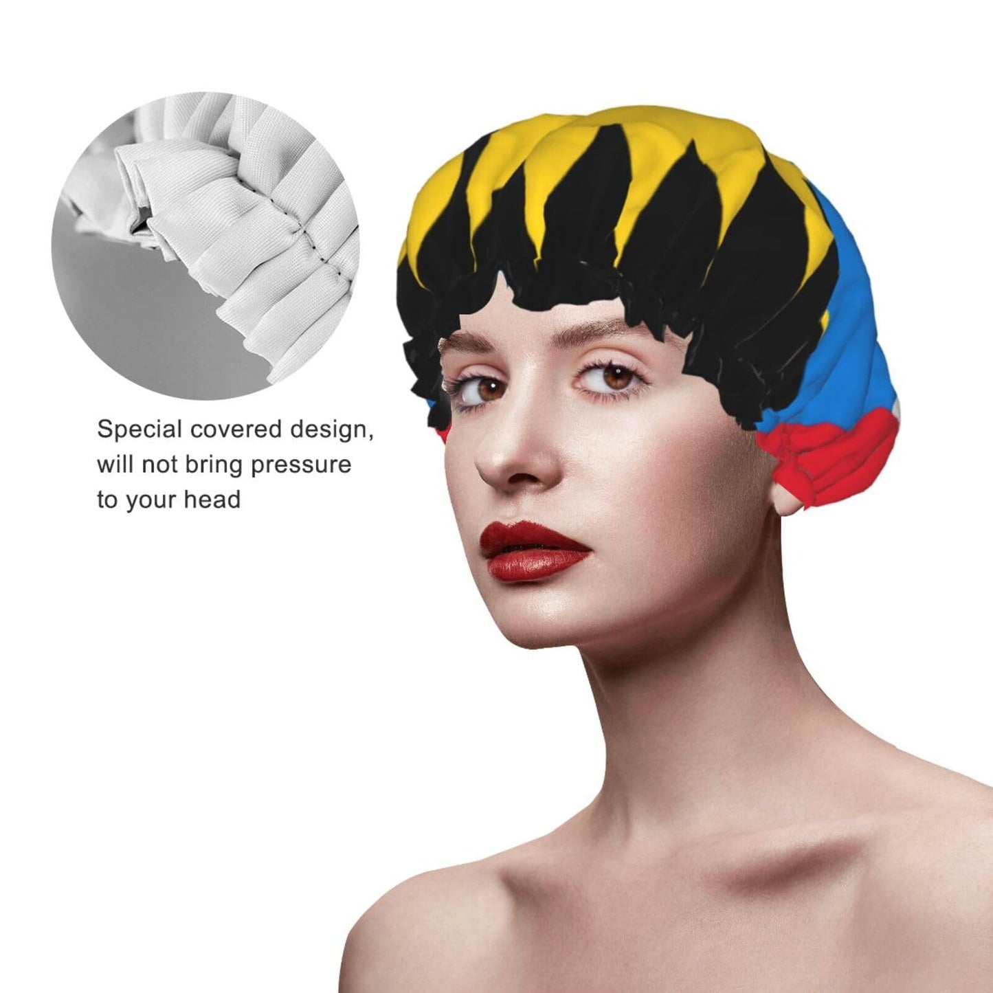 Antigua Barbuda Flag Prints Shower Cap Double Layer Lined Waterproof Bathing Shower Hat Beauty and Personal Care Hayyett