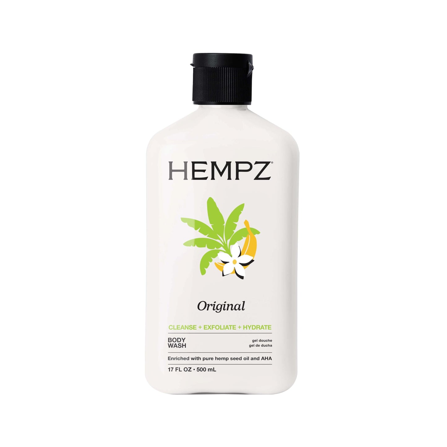 Hempz Body Wash - Original Floral & Banana - Hydrating for Sensitive Skin, Scented, Exfoliating with Shea Butter, Pure Hemp Seed Oil, and Algae Beauty & Personal Care Hempz
