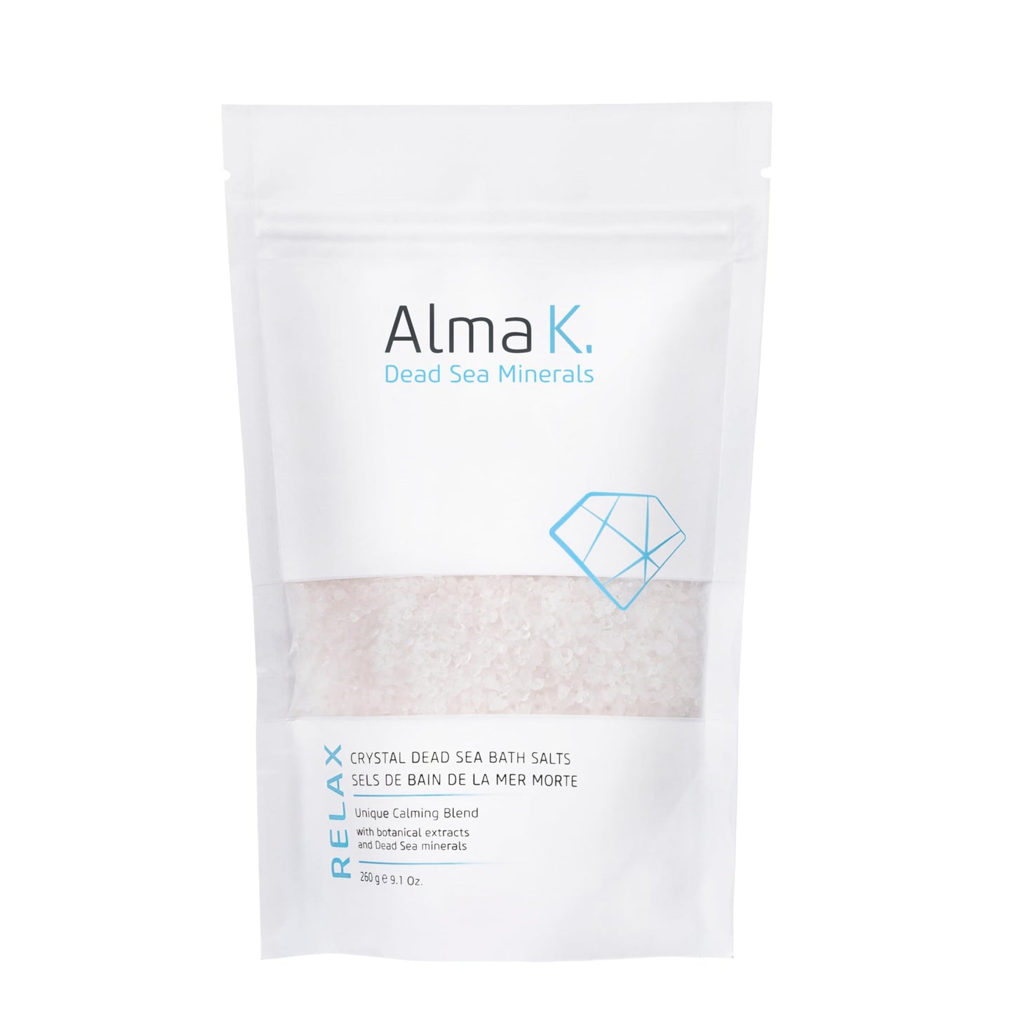 Alma K Crystal Dead Sea Bath Salts - Gently Exfoliates and Hydrates - White Tea and Neroli Scent - for Bath Soak and Relaxing Foot Bath Salt - 9.1 oz Beauty and Personal Care ALMA K