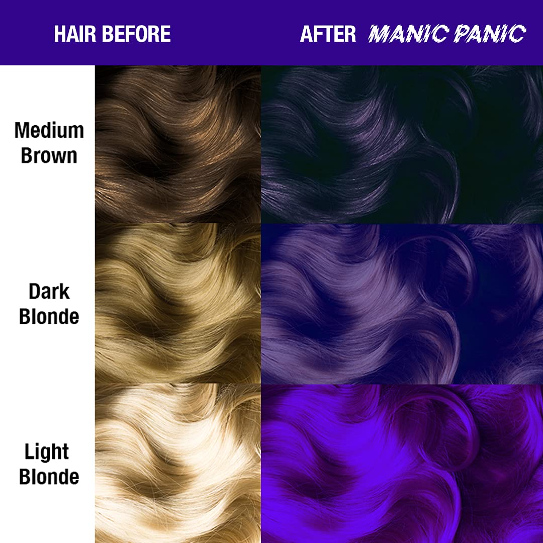 MANIC PANIC Ultra Violet Amplified Semi-Permanent Hair Dye - Cool Blue Toned Violet Color - Works on Dark & Light Shades - Vegan, PPD & Ammonia Free Beauty & Personal Care MANIC PANIC