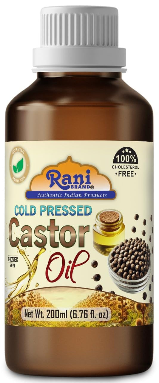 Rani Castor Oil 6.76 Ounce (200ml) Cold Pressed | 100% Natural | NON-GMO | Kosher | Vegan | Gluten Free | Indian Origin Beauty & Personal Care Rani Brand Authentic Indian Products