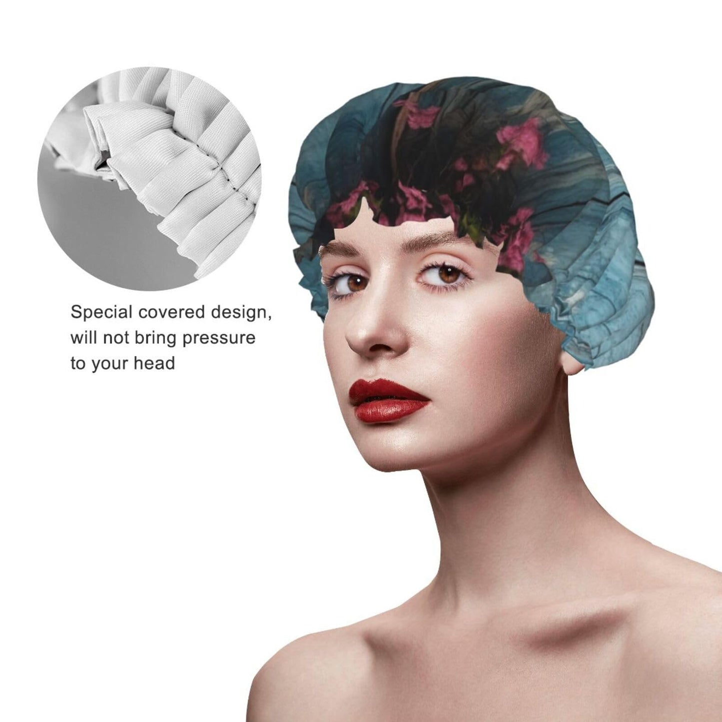 Vintage Blue Wood Shower Cap for Women Men Large Reusable Shower Bonnet Double-Layer Waterproof Bath Caps Elastic Band Hair Hat for All Hairstyles Beauty and Personal Care BWLHJKE