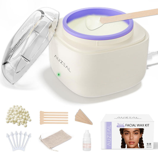 AUZEAL Mini Face Wax Kit for Women, Facial Waxing Kit with 26 Wax Sticks, 100g Waxing Beads, Long-lasting Facial Hair Removal, USB Fast Heating, Smart Beauty and Personal Care AUZEAL Default Title