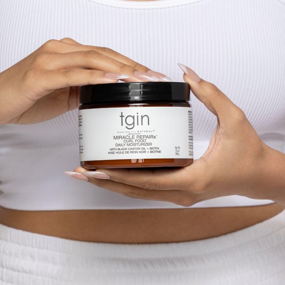 tgin Miracle RepaiRx Curl Food Daily Moisturizer for Curly, Coily and Wavy Hair, Moisturizing Curl Cream for Dry, Damaged Hair, 12 oz Beauty & Personal Care Thank God It's Natural
