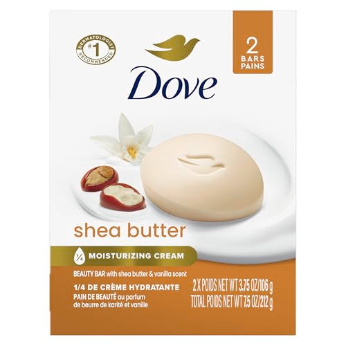 Dove Beauty Bar Gentle Skin Cleanser Shea Butter 2 Bars Moisturizing for Gentle Soft Skin Care More Moisturizing Than Bar Soap 3.75 oz Beauty & Personal Care Dove