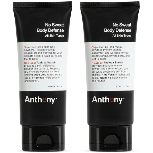 Anthony No Sweat Body Defense Deodorant for Men, Anti-Chafing & Anti-Itch Cream-to-Powder Lotion for Groin, Thighs & Underarms, Talc-Free, Absorbs Beauty & Personal Care Anthony
