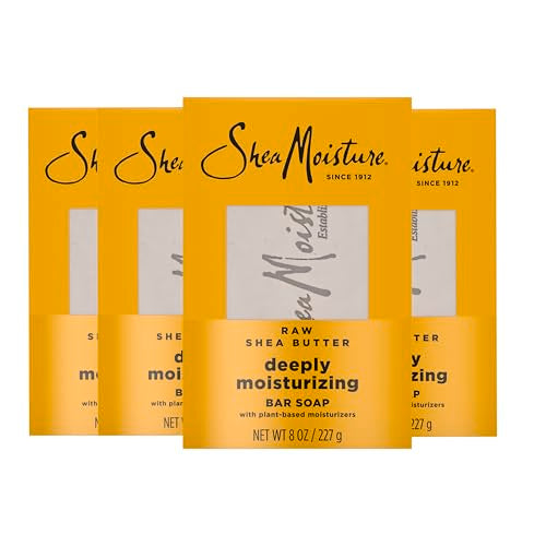 SheaMoisture Bar Soap Raw Shea Butter 4 count Moisturize and Restore Dry Skin Deeply Moisturizing bar soap with 24h shea moisture nutrients Beauty & Personal Care Shea Moisture