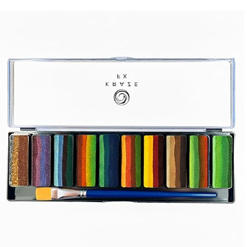 Kraze FX Peaks Face Paint Palette by Tamina Mohammed - 10 Colors Professional Split Cake Set - 3/4" Travel Size Cakes - Metallic & Earth Tones Beauty & Personal Care Kraze FX