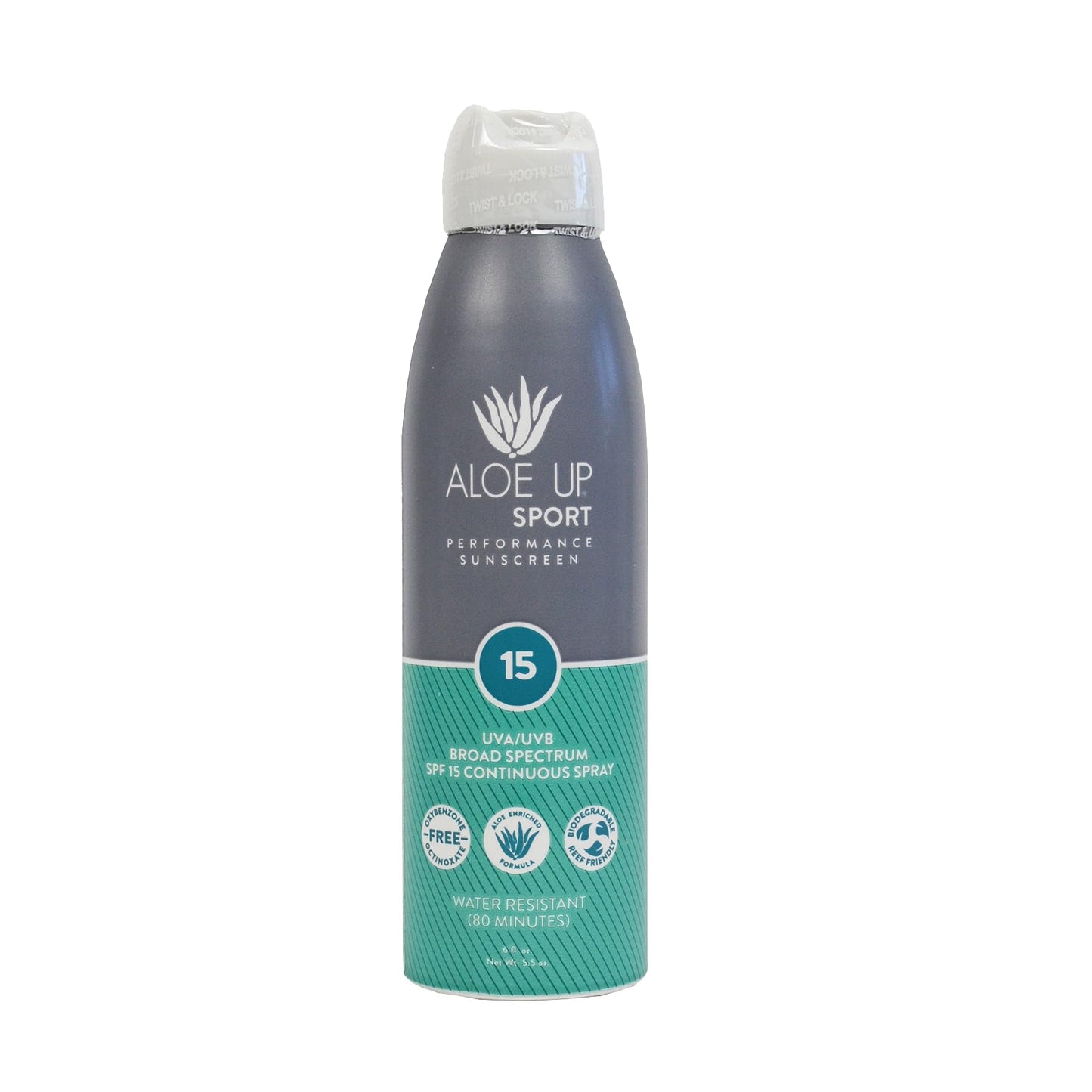 Aloe Up Sport Continuous Spray Sunscreen SPF 15 - Broad Spectrum UVA/UVB Sunscreen Protector for Face and Body - With Aloe Vera Gel - Fast Absorbing Beauty & Personal Care ALOE UP