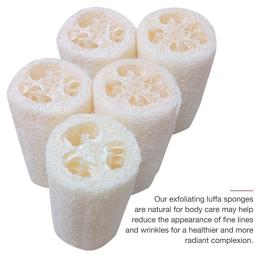 SmarTopus 5-Pack Premium Natural Loofah Sponge, Natural Loofah Exfoliating Body Sponge Scrubber for Bath Spa Shower, Exfoliating Shower Loofa Body Beauty and Personal Care SmarTopus
