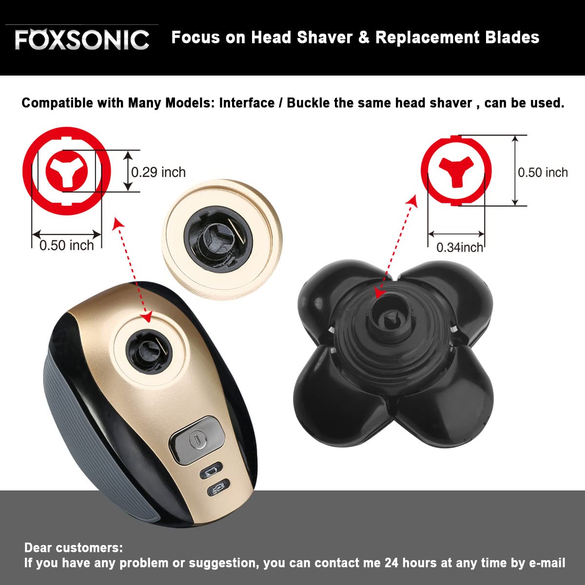 Universa 5 Blades Replacement Heads for Mainstream head shaver brands, Head Shaver Replacement Blades (5 Gold) Beauty and Personal Care FOXSONIC