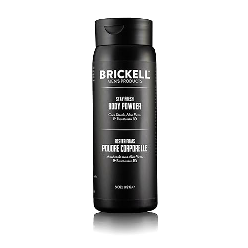 Brickell Men's Products Stay Fresh Body Powder for Men, Natural and Organic Talc-Free, Absorbs Sweat, Keeps Skin Dry, Scented, 5 oz Beauty & Personal Care Brickell Men's Products