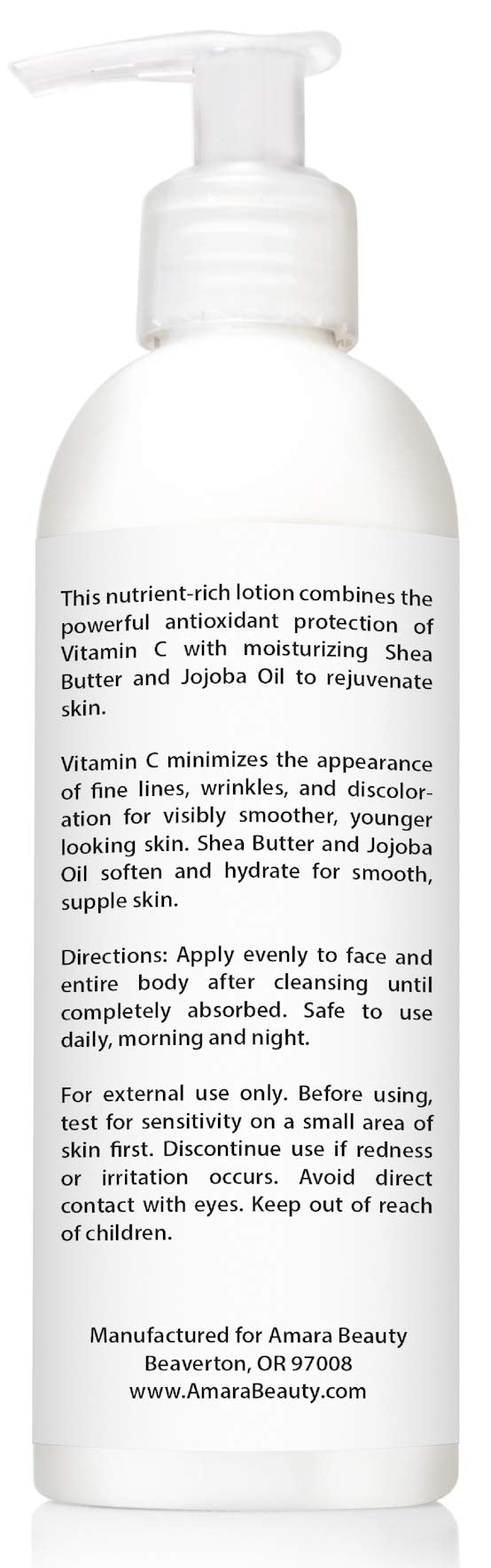 Amara Beauty Vitamin C Face & Body Lotion 15% - with Shea Butter & Jojoba Oil - 8 oz Beauty & Personal Care Amara Beauty