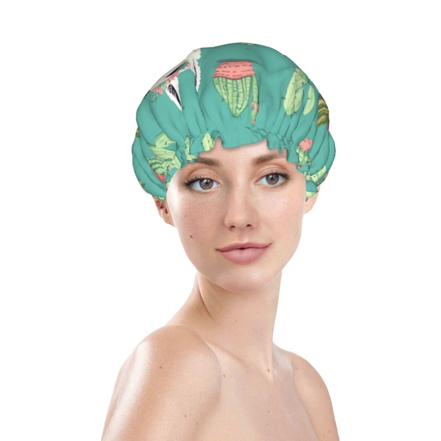 Alpaca Cactus Shower Cap For Women Reusable Double Layers Bathing Bath Cap Hair Caps Waterproof Elastic Band Ladies Spa Salon Shower Hat Hair Caps Beauty and Personal Care GDSHJKLW