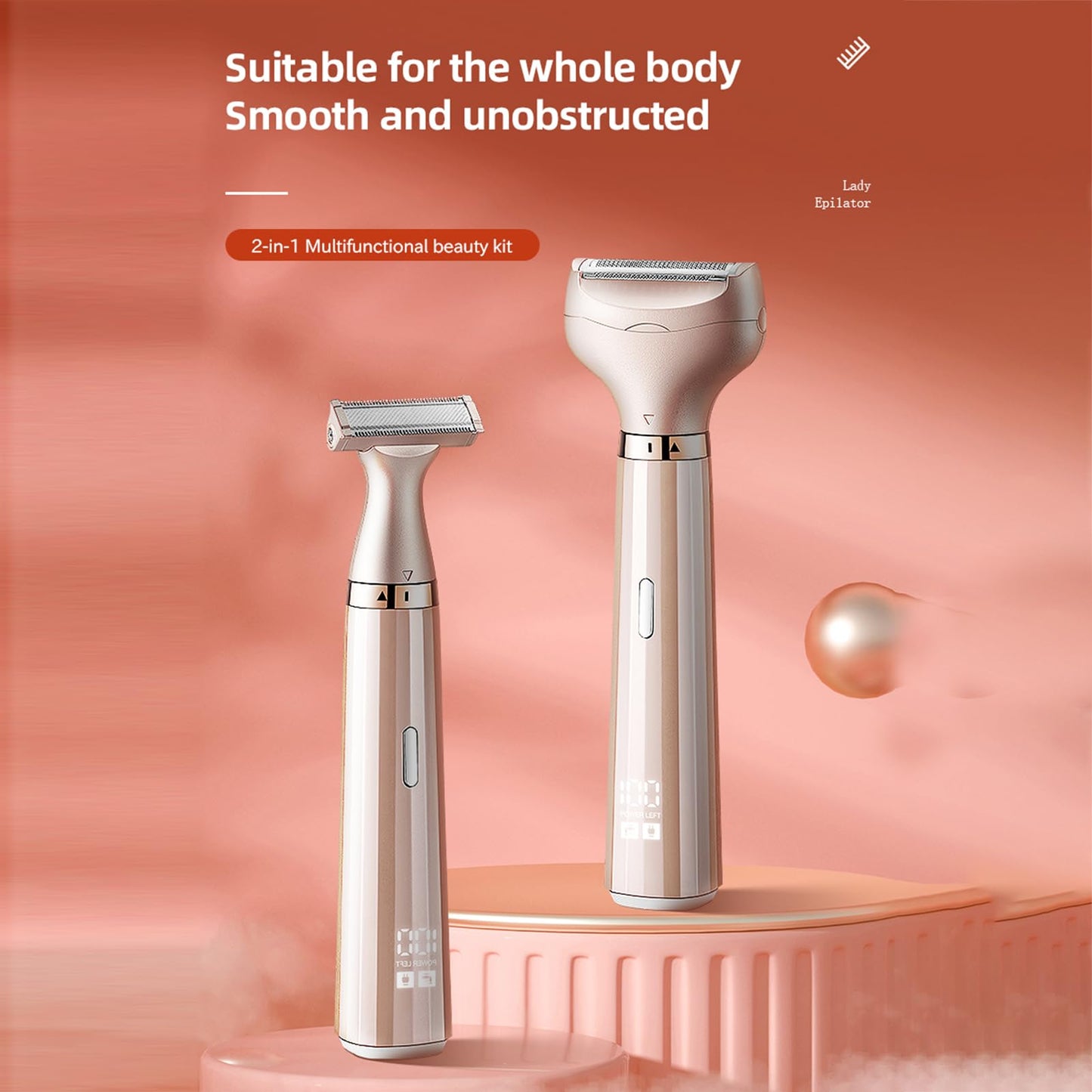 Women's Electric for Legs, Underarms & Bikini Area - 2-in- Rechargeable Hair Trimmer with Dual Replaceable Heads, 7000 RPM, IPX6, Rose Gold Beauty and Personal Care ZJchao