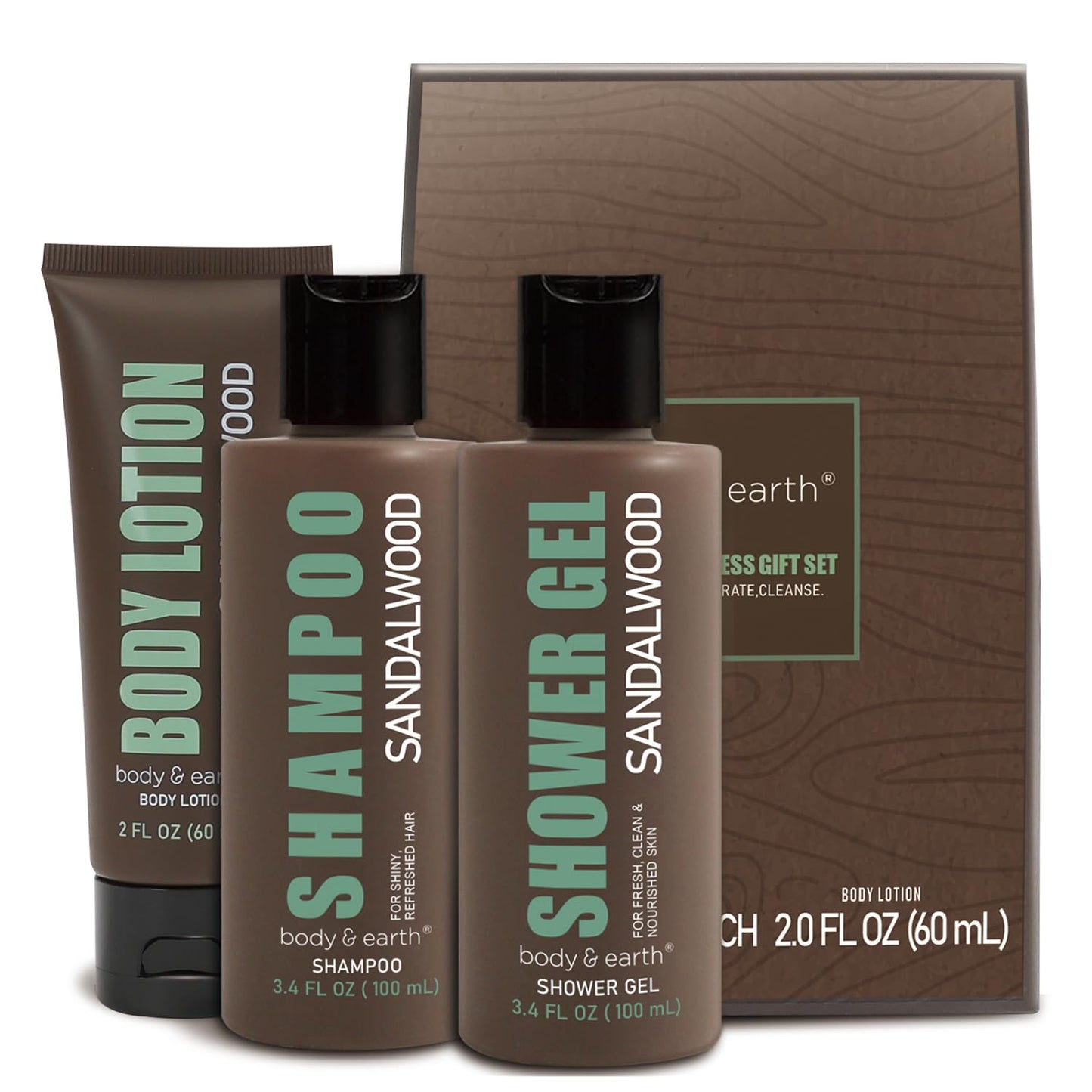 Body & Earth Gift for Men 3pc Sandalwood Scented Mens Lotion Care Package for Men Gifts for Him Bath Set Gift Sets for Man Christmas Gifts for Husband Beauty and Personal Care BODY & EARTH