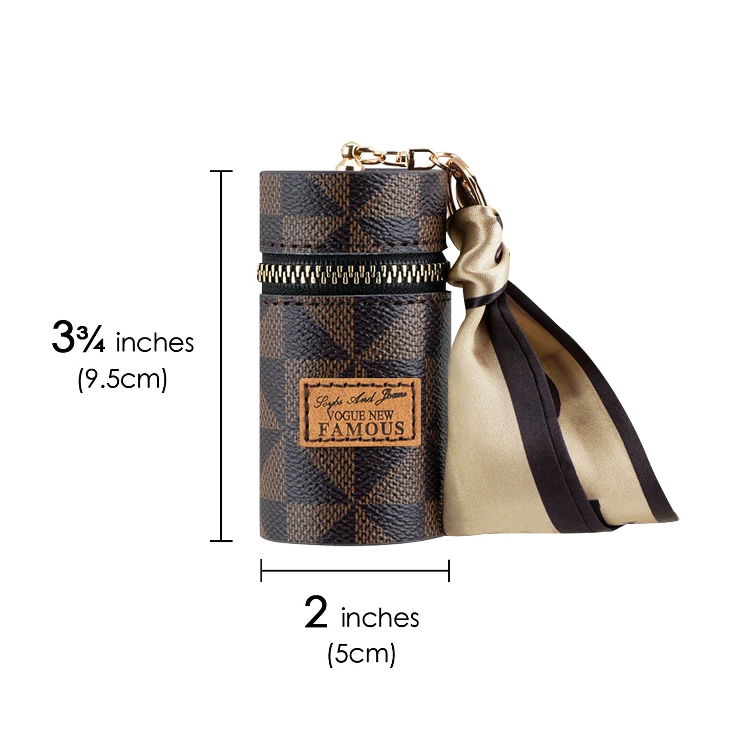 Adorila 2 Pack Lipstick Organizer, Leather Lip Gloss Bag with Keychain, Portable Mini Lipstick Case for Purse (Brown, Pink) Beauty & Personal Care Adorila
