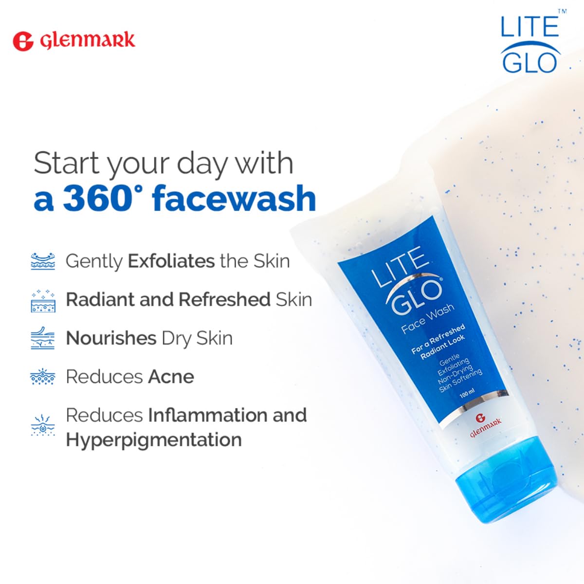 LITE GLOW Face Wash Glenmark (100ML) Beauty & Personal Care LITE GLOW