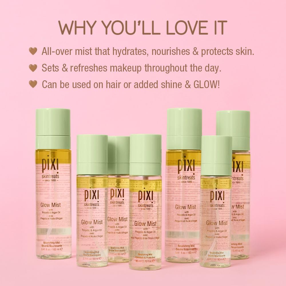 Pixi Beauty Glow Mist | All-Over Mist For Luminous Complexion | Set & Refresh Makeup | Hydrate Skin With 21 Natural Oils | 2.70 Fl Oz Beauty & Personal Care Pixi
