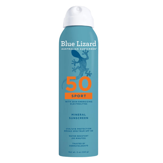 BLUE LIZARD Sport Mineral Sunscreen Spray SPF 50+, Dermatologist-Recommended Brand, Broad-Spectrum UVA/UVB Protection, Water-Resistant, Zinc Oxide Beauty & Personal Care BLUE LIZARD