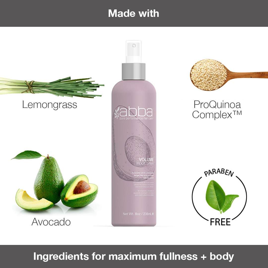 ABBA - Pure Volume Root Spray - Volumizing & Lifting for Fine Hair - Avocado Oil & Lemongrass, 8 fl oz Beauty & Personal Care ABBA