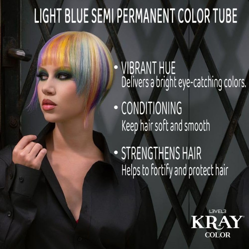L3 - Level 3 Kray Semi Permanent Hair Color - Semi Permanent Hair Dye with Aloe Vera - Light Blue Beauty & Personal Care L3
