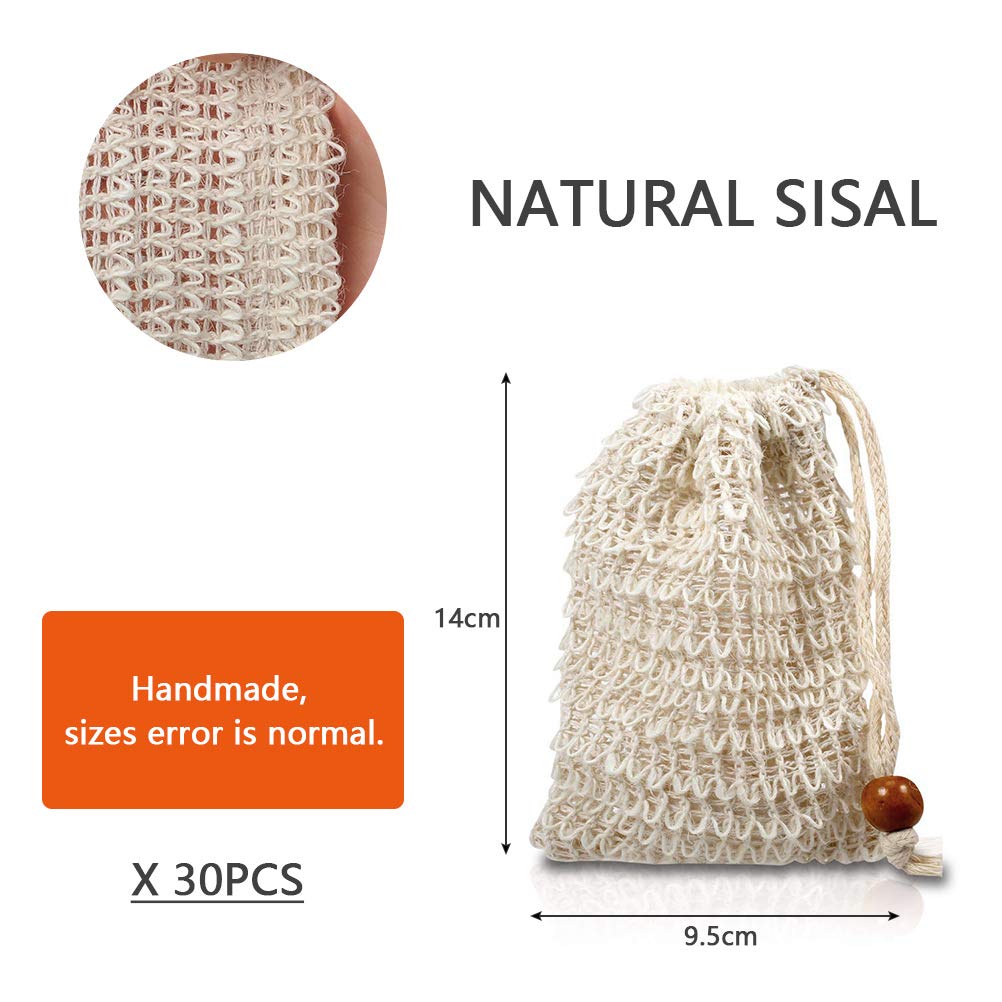 "N/A" OTYMIOW 30 Pack Soap Bags for Bars Soaps Exfoliating Natural Sisal Soap Bag Hand Made Soaps Bag Mesh with Drawstring for Bath & Shower Use Beauty & Personal Care "N/A"