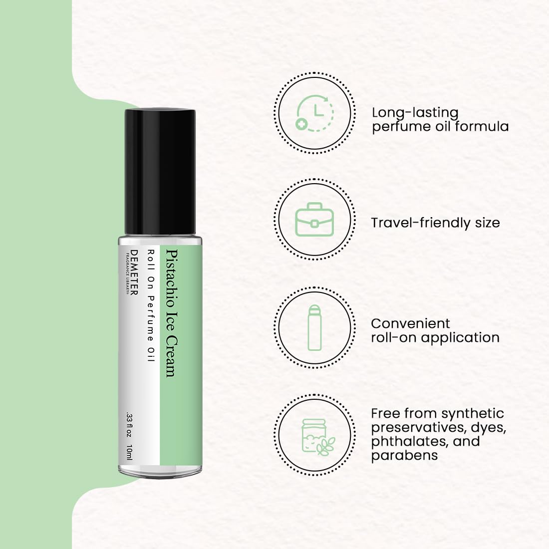 DEMETER Pistachio Ice Cream Perfume Oil Roll on - 0.33 oz. Beauty & Personal Care DEMETER
