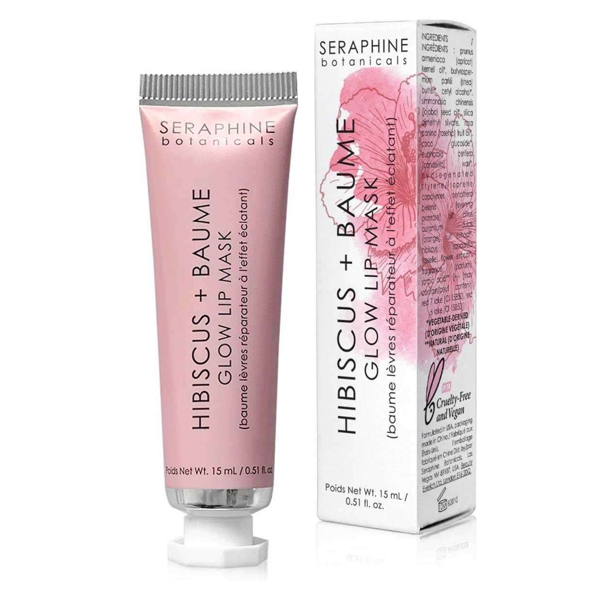Seraphine Botanicals Botanical Hibiscus + Baume Glow Lip Mask 15mL Beauty and Personal Care Seraphine Botanicals