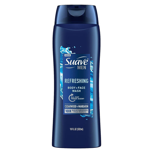 Suave Body + Face Wash Men 18 Ounce Refreshing Cedarwood (Pack of 3) Beauty & Personal Care Suave