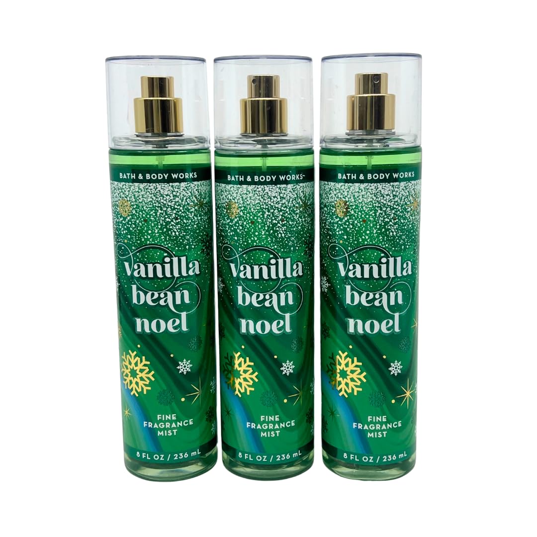 Bath & Body Works Vanilla Bean Noel Fine Fragrance Mist 8oz - Lot of 3 Beauty & Personal Care Bath & Body Works