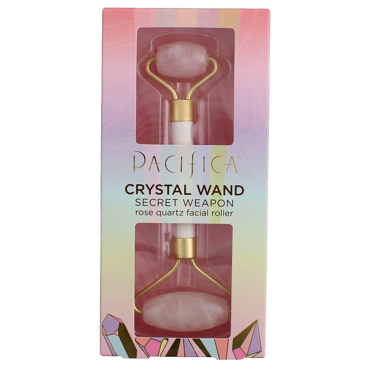 Pacifica Rose Quartz Facial Roller Massager - Crystal Gua Sha Skincare Tool for Face, Eyes & Neck - Cooling Stone Face Massager for Wrinkles, Fine Beauty & Personal Care Pacifica