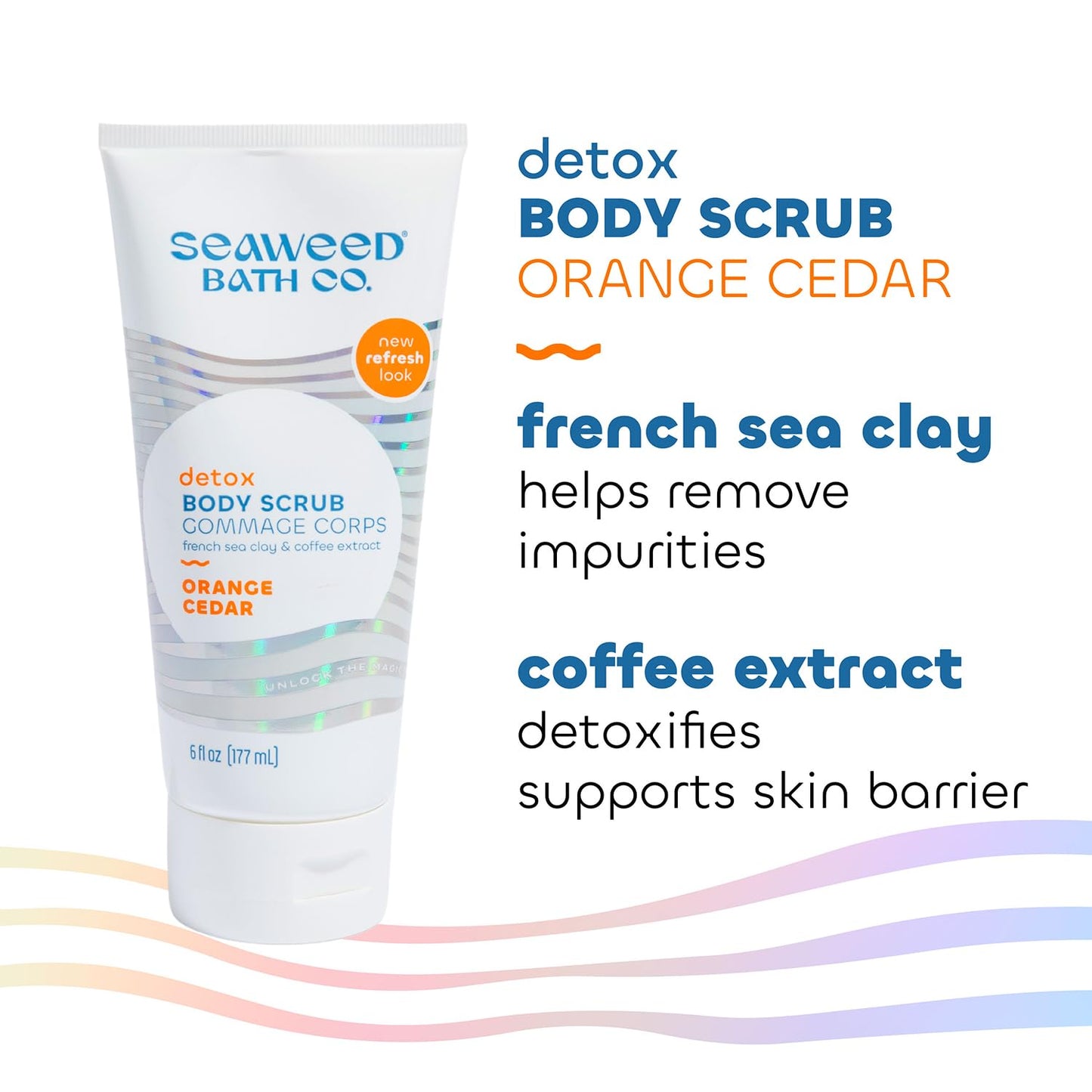 Seaweed Bath Co. Detox Body Scrub, Orange Cedar Scent, 6 Ounce, Sustainably Harvested Seaweed, French Sea Clay, Coffee Extract Beauty & Personal Care The Seaweed Bath Co.
