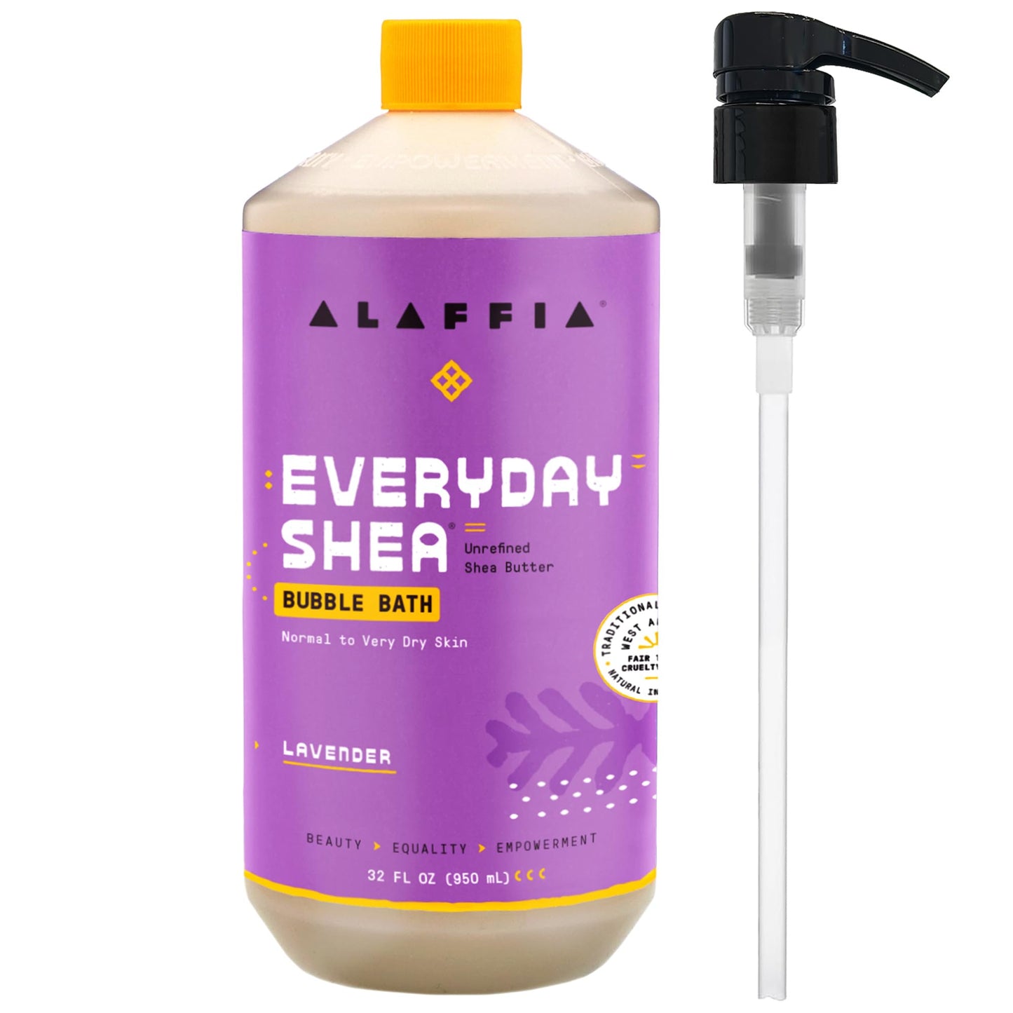Alaffia Bubble Bath, Lavender - Everyday Shea Moisturizing Formula with Shea Butter and Wild Yam for Normal to Very Dry Skin, Pump Included, 32 Fl Oz Beauty & Personal Care Alaffia