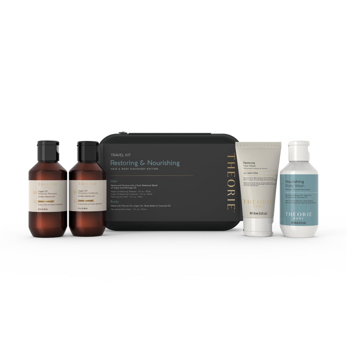 Theorie Restoring & Nourishing Travel Kit - Hydration & Repair for Hair & Skin Beauty & Personal Care Theorie