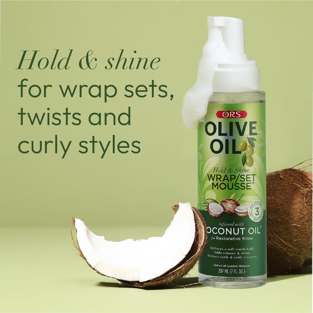 ORS Olive Oil Hold & Shine Wrap Set Mousse Infused with Coconut Oil for Restorative Shine 7 Ounce (Pack of 2) Beauty & Personal Care ORS