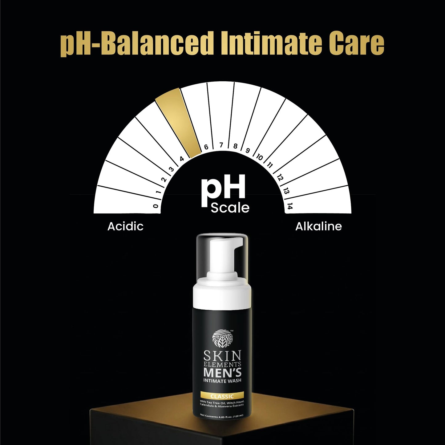 Skin Elements Intimate Wash for Men | pH Balanced Foaming Wash with Tea Tree Oil & Aloe Vera | Soothes, Refreshes & Maintains Hygiene | 4.05 fl. oz. | Beauty & Personal Care Skin Elements