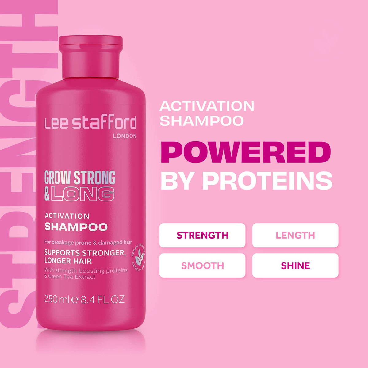 Lee Stafford Grow Strong & Long Activation Shampoo, Boosts Shine 8.45 Fl Oz