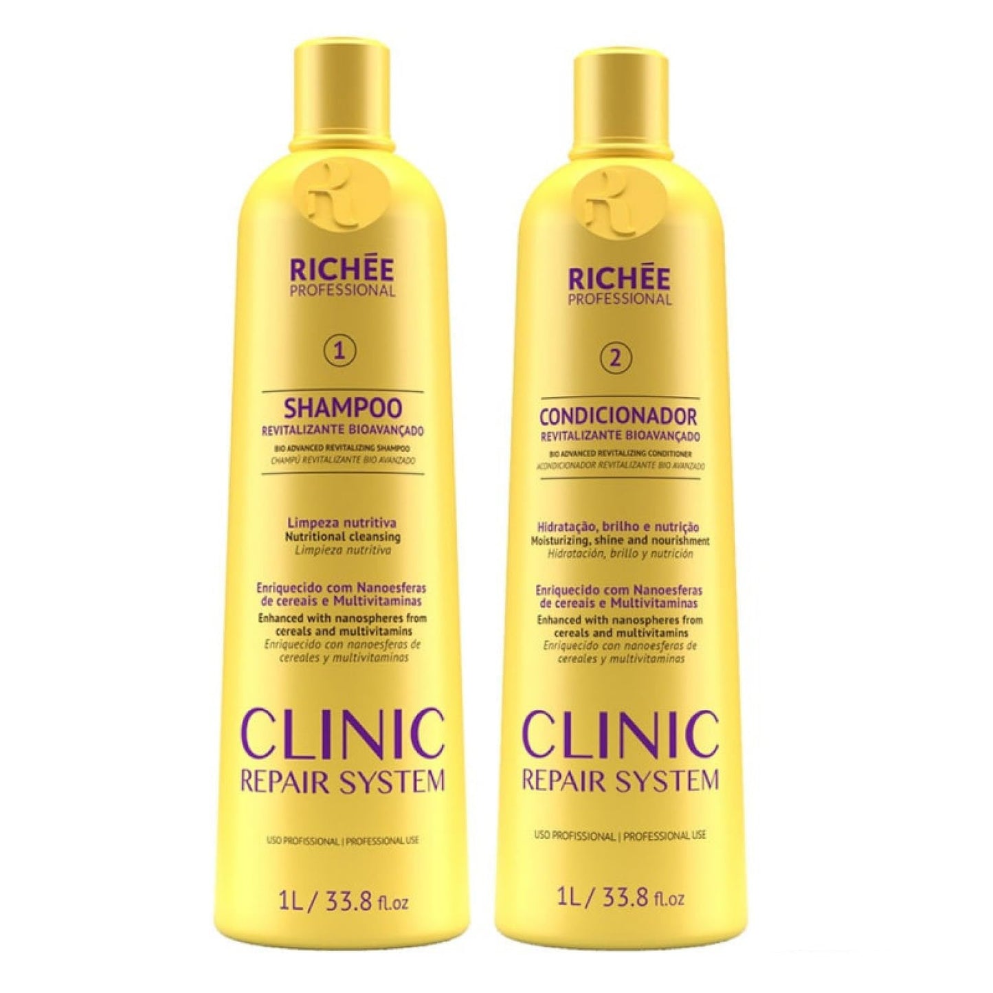 Richée Professional | Clinic Repair System Home Care Kit | Shampoo And Conditioner | (2x) 1000 ml / 33.8 fl.oz. Beauty & Personal Care Richée Professional