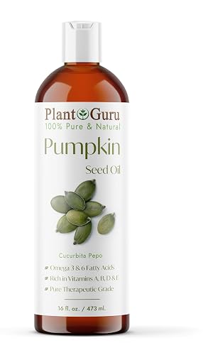 Plant Guru Pumpkin Seed Oil 16 oz. Virgin, Unrefined Cold Pressed 100% Pure Natural - Ideal for Skin, Face, Body, and Hair Moisturizer. Great for DIY Beauty & Personal Care Plant Guru