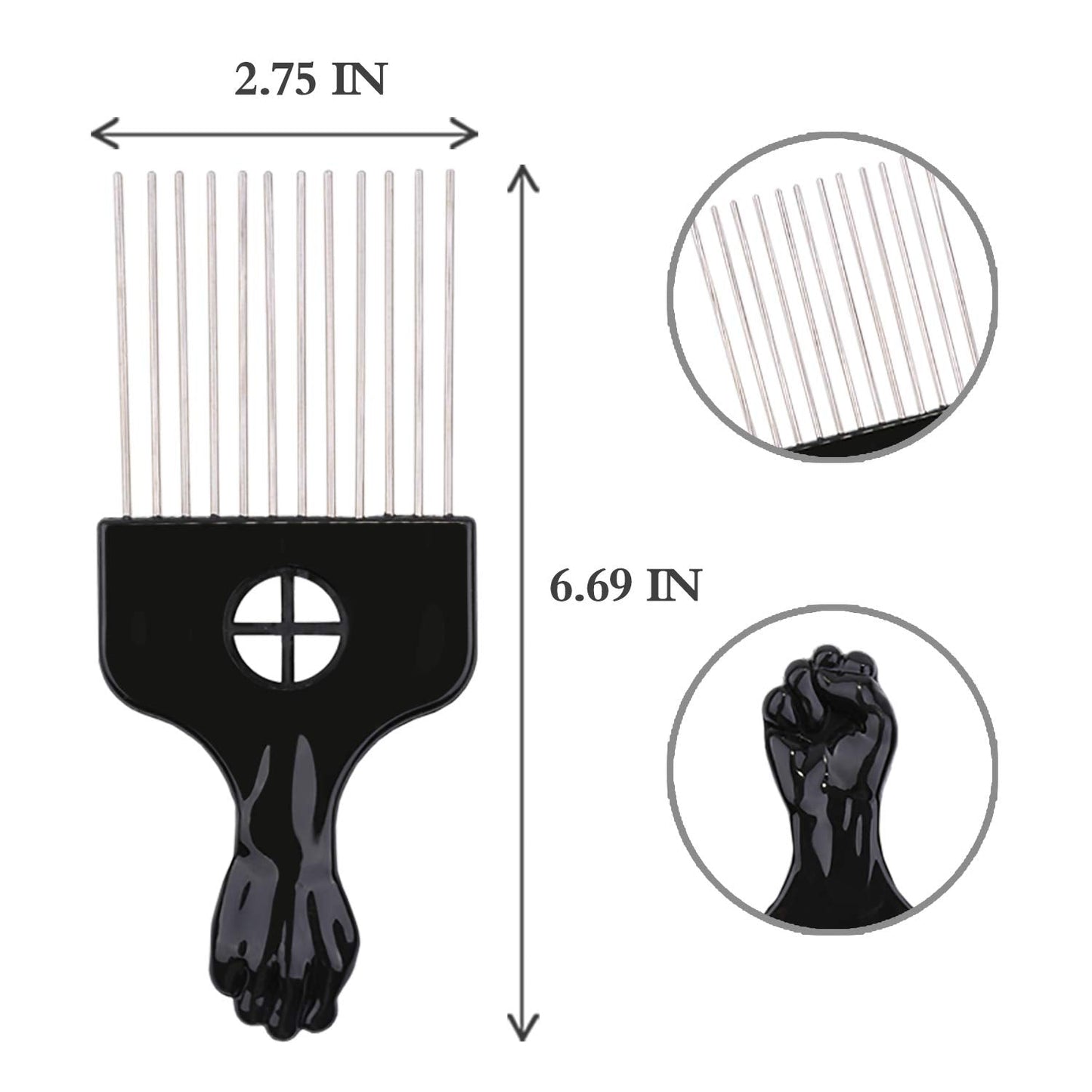 LEADUWAY Hair Pick, Hair Comb, Metal Pick Comb, Detangle Wig Braid Hair Styling Comb, Black, 1 PACK Beauty & Personal Care LEADUWAY