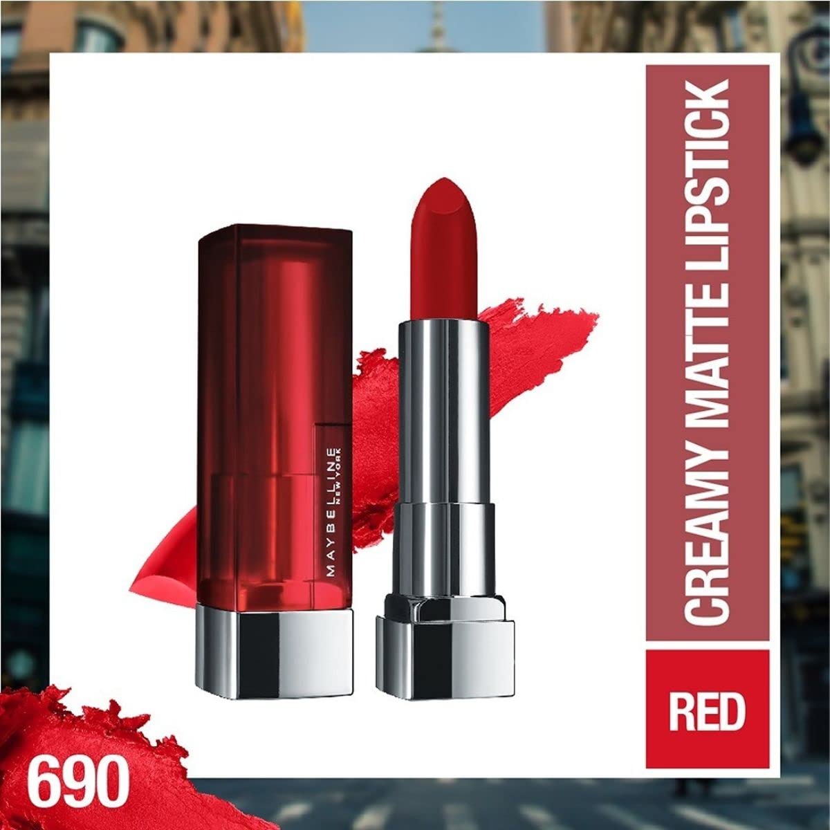 Maybelline Color Sensational Lipstick, Lip Makeup, Matte Finish, Hydrating Lipstick, Nude, Pink, Red, Plum Lip Color, Siren In Scarlet, 0.15 oz Beauty & Personal Care MAYBELLINE