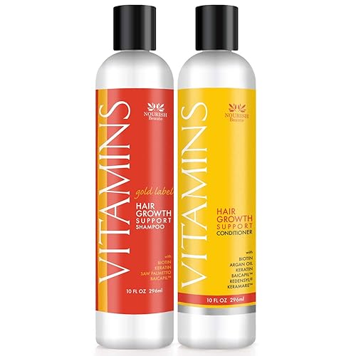 Nourish Beaute Vitamins Premium Shampoo and Conditioner Set for Hair Loss that Promotes Hair Regrowth For Men and Women, 2 Pack, 10 Ounces Each Beauty & Personal Care Nourish Beaute