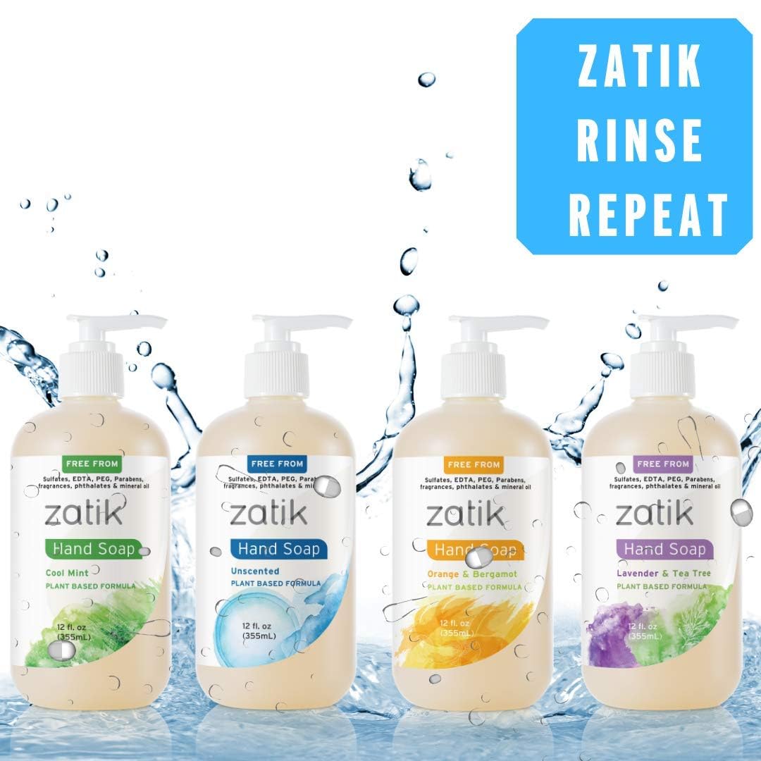Zatik Naturals - Liquid Hand Soap with Lavender & Tea Tree, Moisturizing Handwash, Grey Water Safe, 12 fl oz (Pack of 6) Beauty & Personal Care Zatik