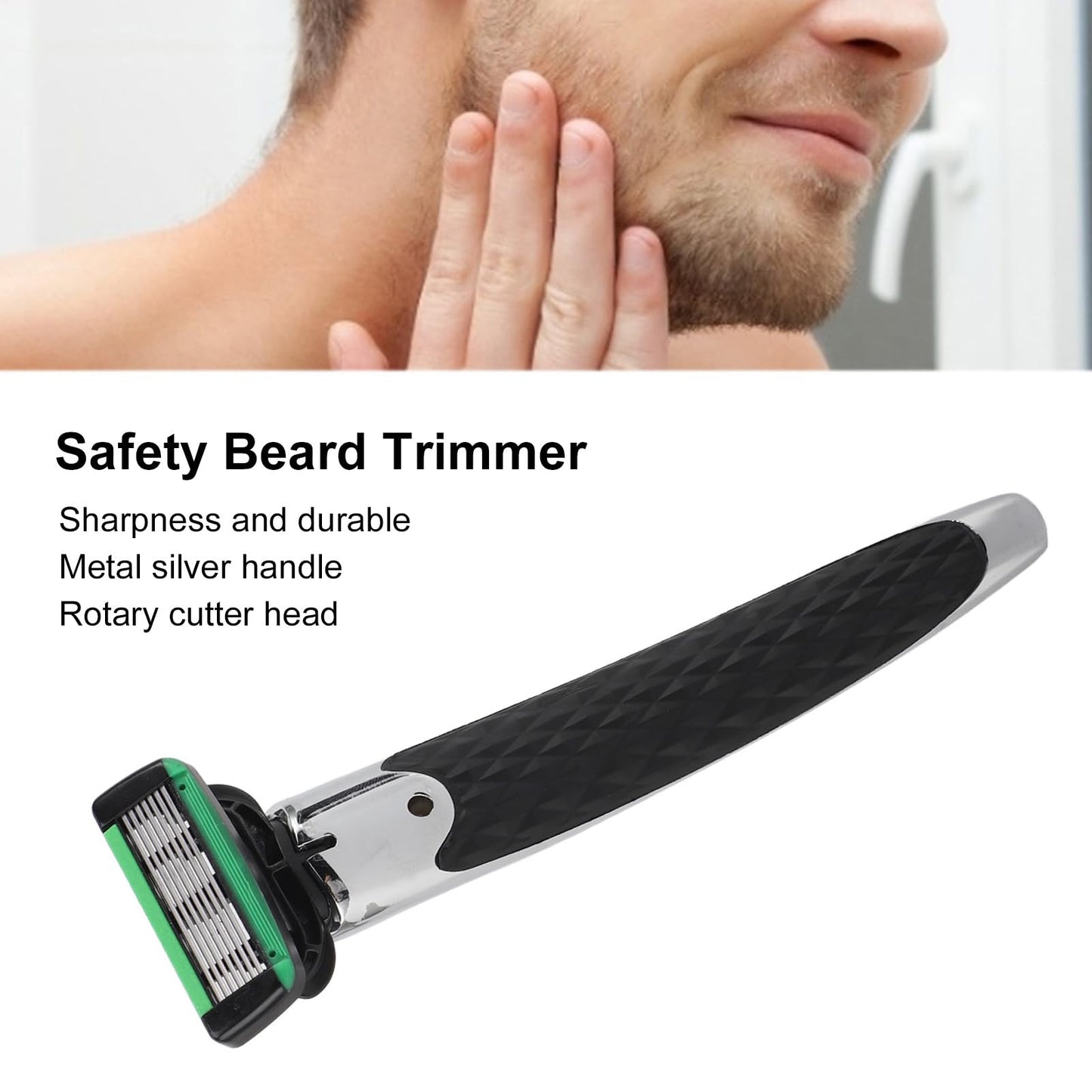 Brrnoo Metal Safety Beard Trimmer, 7 Layer Manual Beard Trimmer, Rotating Cutter Head Contours, Safety Shaver with Cutter Head Beauty and Personal Care Brrnoo